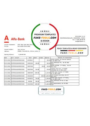 Russia Alfa bank statement easy to fill template in .xls and .pdf file format Russia Alfa bank statement easy to fill template in .xls and .pdf file format