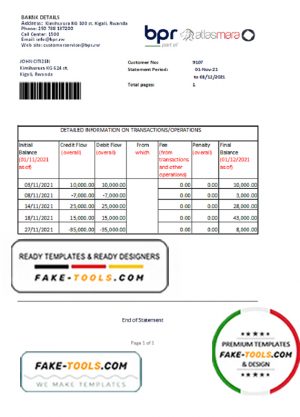 Rwanda BPR bank statement easy to fill template in Excel and PDF format Rwanda BPR bank statement easy to fill template in Excel and PDF format
