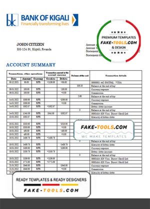 Rwanda Bank of Kigali bank proof of address statement template in Word and PDF format Rwanda Bank of Kigali bank proof of address statement template in Word and PDF format