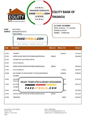 Rwanda Equity Bank of Rwanda proof of address bank statement template in Word and PDF format Rwanda Equity Bank of Rwanda proof of address bank statement template in Word and PDF format