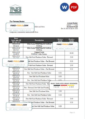 Saint Kitts and Nevis SKNA bank proof of address statement template in Word and PDF format Saint Kitts and Nevis SKNA bank proof of address statement template in Word and PDF format
