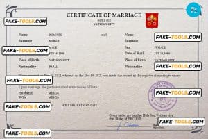 Holy See marriage certificate PSD template, completely editable