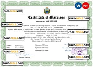 North Macedonia marriage certificate Word and PDF template, completely editable
