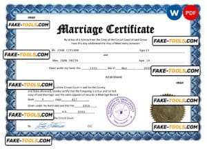 Oman marriage certificate Word and PDF template, completely editable