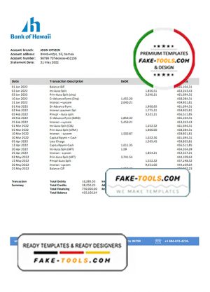 Samoa Bank of Hawaii bank proof of address statement template in Word and PDF format Samoa Bank of Hawaii bank proof of address statement template in Word and PDF format