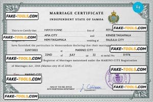 Samoa marriage certificate PSD template, completely editable