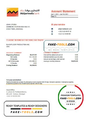 Senegal Attijariwafa Bank statement easy to fill template in Excel and PDF format Senegal Attijariwafa Bank statement easy to fill template in Excel and PDF format