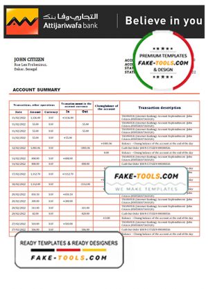 Senegal Attijariwafa bank statement template in Word and PDF format Senegal Attijariwafa bank statement template in Word and PDF format