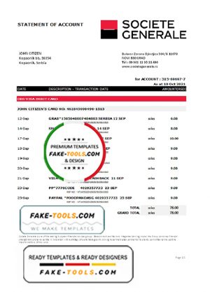 Serbia Societe Generale bank statement easy to fill template in .xls and .pdf format Serbia Societe Generale bank statement easy to fill template in .xls and .pdf format