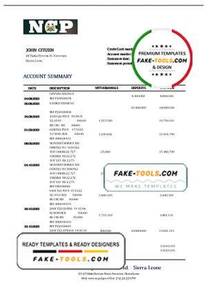 Sierra Leone National Development bank statement template in Word and PDF format Sierra Leone National Development bank statement template in Word and PDF format