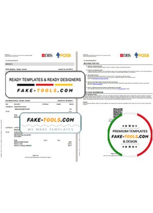 Singapore DBS bank proof of address statement template in Excel and PDF format, 4 pages Singapore DBS bank proof of address statement template in Excel and PDF format, 4 pages