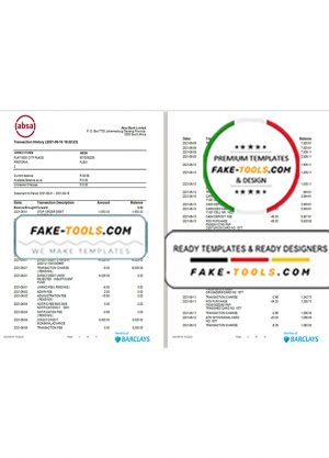 South Africa ABSA bank statement easy to fill template in Word and PDF format (9 pages)