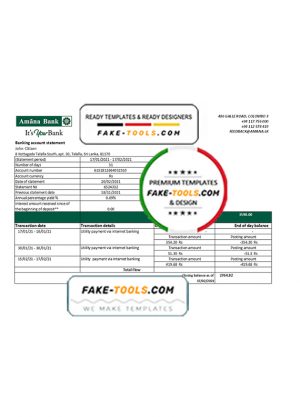 Sri Lanka Amana Bank statement easy to fill template in Excel and PDF format
