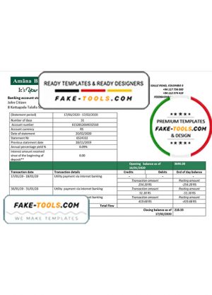 Sri Lanka Amana bank proof of address statement template in Word and PDF format