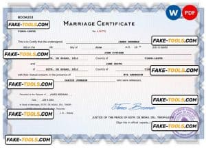 Timor-Leste marriage certificate Word and PDF template, completely editable
