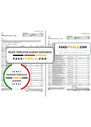 UAE Mashreq bank statement template in Excel and PDF format, 3 pages