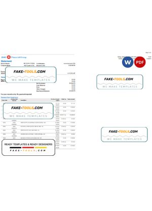 USA BMO bank statement, Word and PDF template, 4 pages
