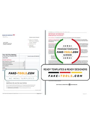 USA Bank of America bank statement template in Word and PDF format (6 pages), version 2