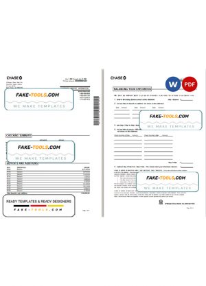 USA Chase bank statement Word and PDF template, 4 pages