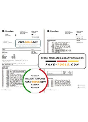 USA Citizens bank statement template in Word and PDF format, (4 pages) good for address prove
