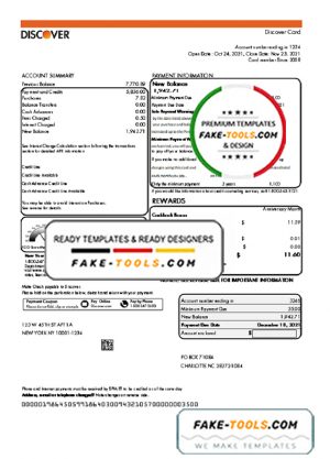 USA Discover bank statement template in Excel and PDF (.xls and .pdf file) format