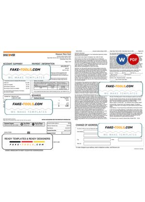USA Discover credit card statement, Word and PDF template, 6 pages