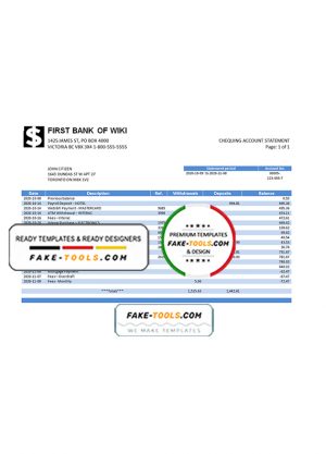 USA First Bank of Wiki easy to fill proof of address in Word and PDF format (.doc and .pdf)