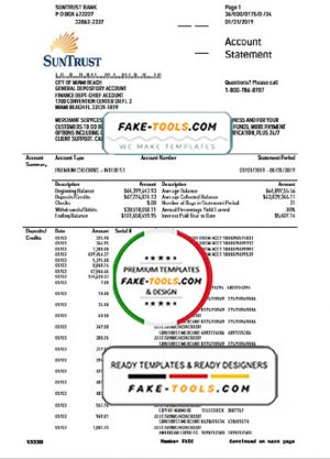 USA Georgia SunTrust bank proof of address statement template in .doc and .pdf format