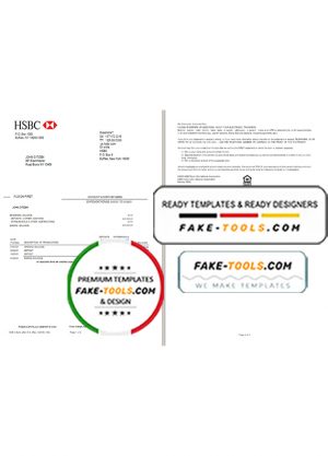 USA HSBC bank statement template in Word and PDF format (2 pages), version 2