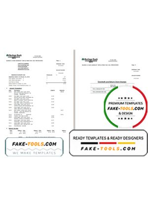 USA Heritage bank statement template in Excel and PDF format (3 pages)
