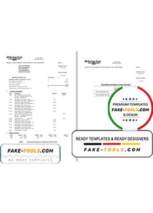 USA Heritage bank statement template in Word and PDF format (3 pages)
