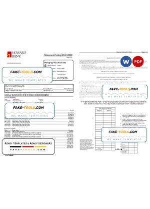 USA Howard bank statement Word and PDF template, 4 pages