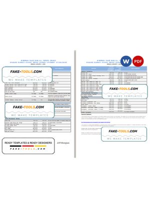 USA JP Morgan bank statement Word and PDF template, 2 pages, version 2