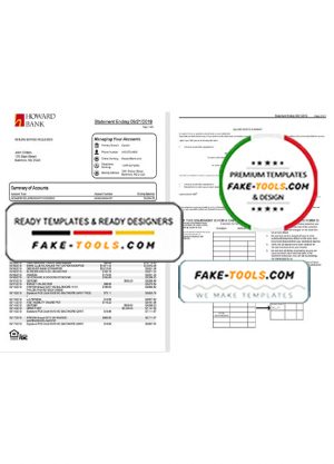 USA Maryland Howard Personal proof of address bank statement template in Word and PDF format (4 pages)