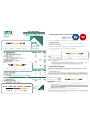 USA Massachusetts Digital Federal Credit Union (DCU) bank statement Word and PDF template, 5 pages