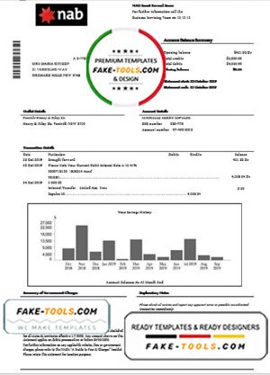 USA NAB bank statement template in Word and PDF format