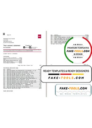 USA North Carolina BB&T Corp. bank statement template in Excel and PDF format (2 pages)