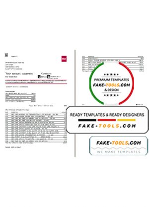 USA North Carolina BB&T Corp. bank statement template in Word and PDF format (2 pages)