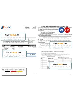 USA Oklahoma SNB bank statement Word and PDF template, 2 pages