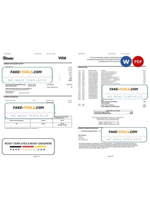 USA Pentagon Federal Credit Union (PenFed) bank statement, Word and PDF template, 3 pages