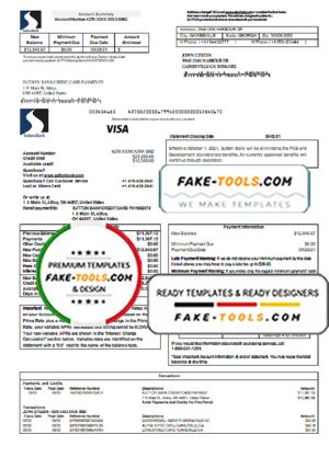 USA Sutton bank credit card statement template in Word and PDF format