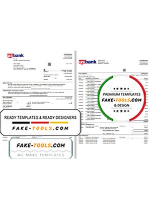 USA U.S. Bank statement template in Excel and PDF (.xls and .pdf file) format (3 pages)