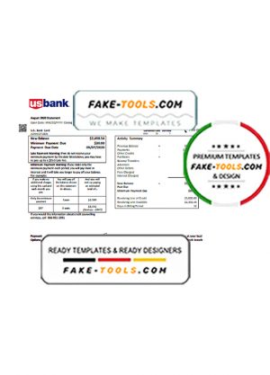 USA U.S. bank credit card statement template in .doc and .pdf format