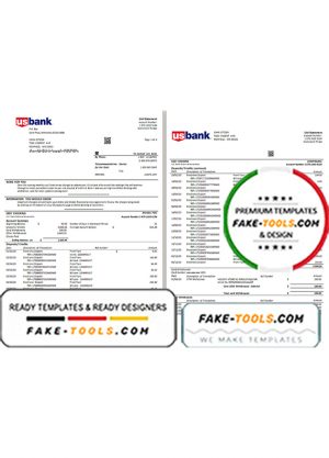 USA U.S. bank statement template in Word and PDF format (3 pages)