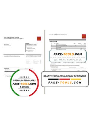 USA Wells Fargo bank statement template in .xls and .pdf file format, 3 pages