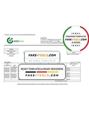 Ukraine OTP bank statement template in .xls and .pdf file format