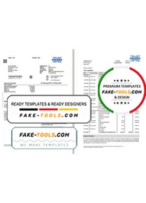 United Kingdom Halifax bank proof of address statement template in Excel and PDF format (2 pages)