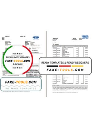 United Kingdom Halifax bank proof of address statement template in Word and PDF format (2 pages)