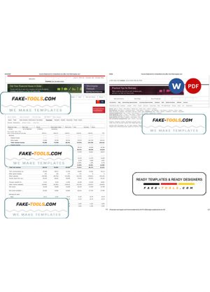 United Kingdom United Bank Ltd (UBL) bank incoming statement, Word and PDF template, 2 pages