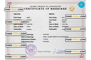 Afghanistan marriage certificate PSD template, fully editable